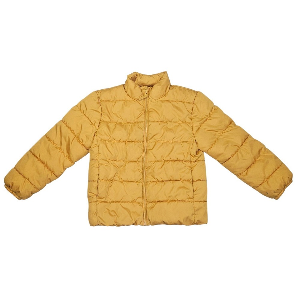 The Childrens Place Kids Medium 7/8 Yellow Mustard Puffer Jacket Full Zip Coat